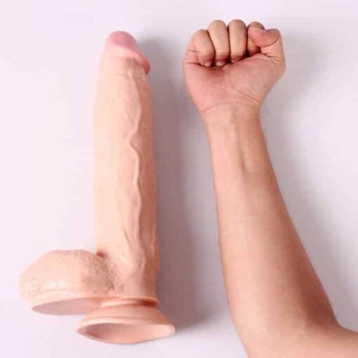 Big fat dildo bigger than arm